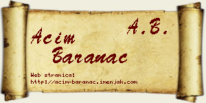 Aćim Baranac vizit kartica